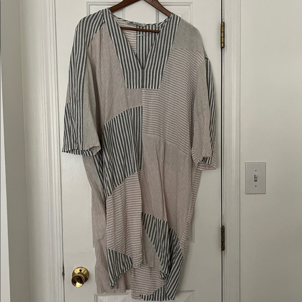 Zara Gray and Cream Striped dress